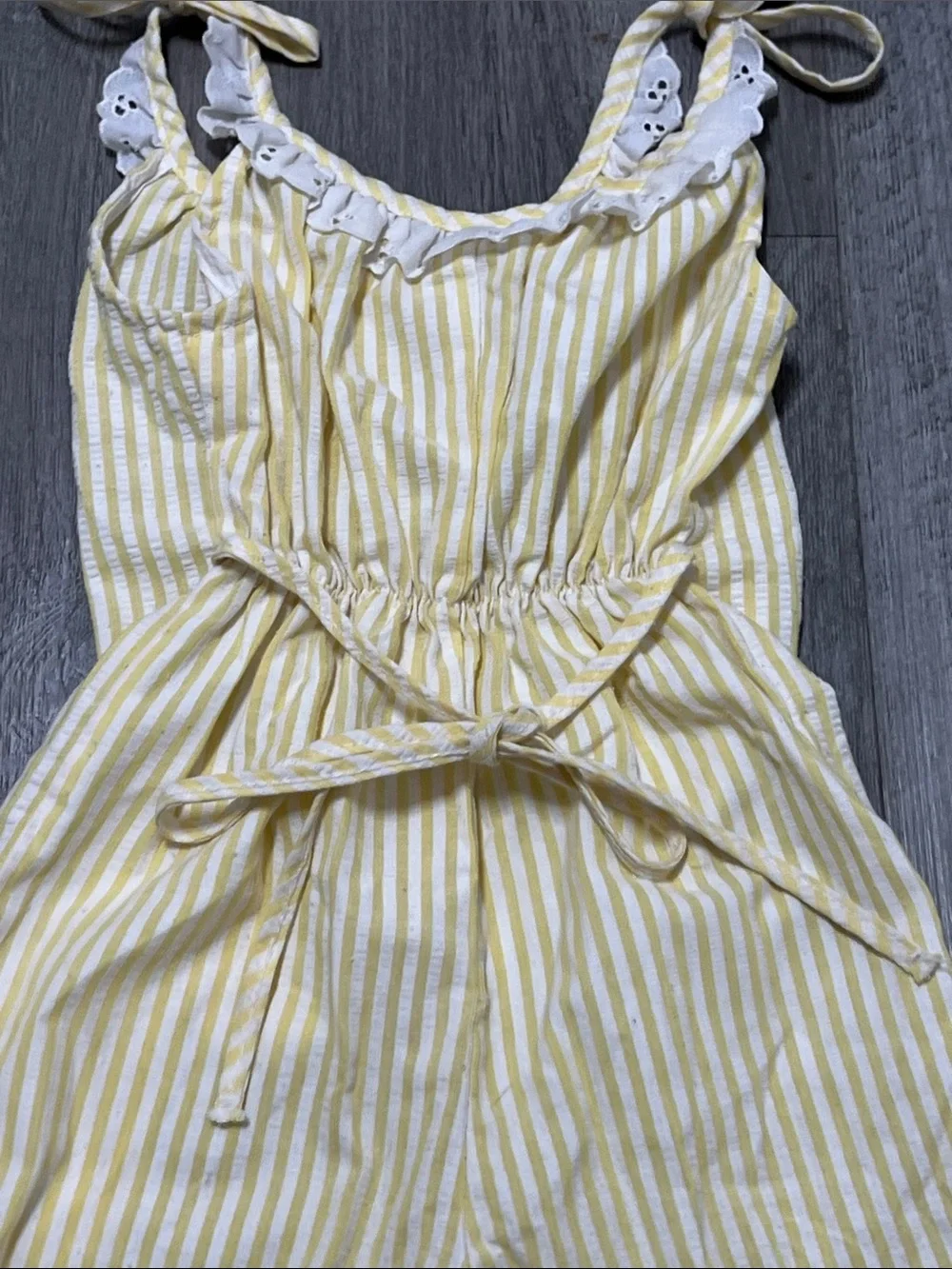 Carter’s toddler vintage light yellow striped one piece romper / size 2T
